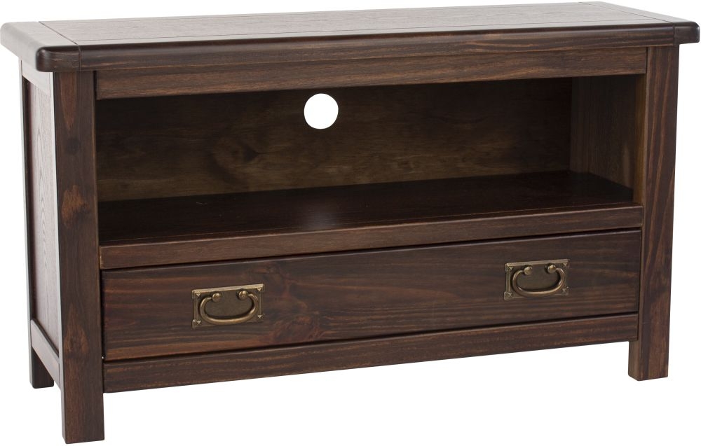 Product photograph of Boston Dark Wood 1 Drawer Flat Screen Tv Unit from Choice Furniture Superstore.